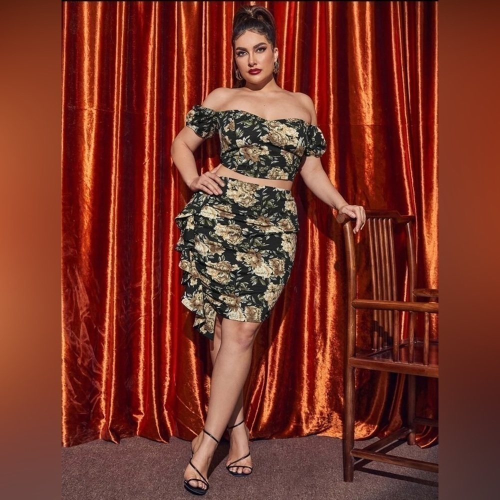 𝅺OFF THE SHOULDER 2 PIECE SKIRT SET